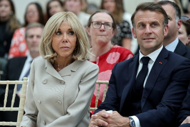 French first lady Brigitte Macron (left) has been the focus of persisent speculation at ho
