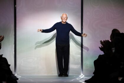 Italian fashion Giorgio Armani has died at the age of 91 -- he is pictured at his 2018 hau