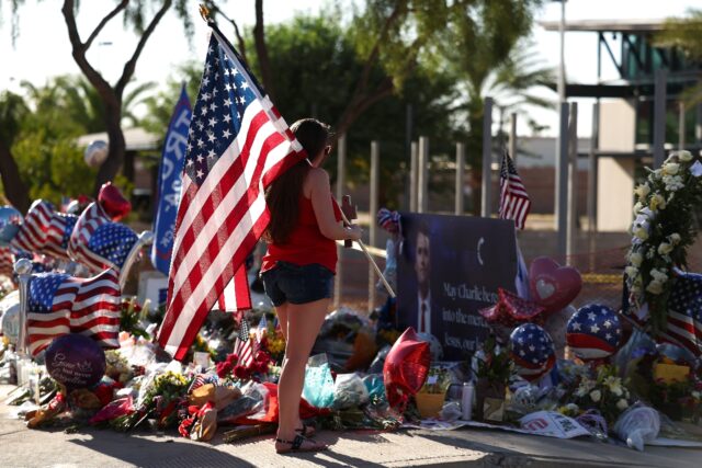 Supporters mourn US conservative activist and influencer Charlie Kirk outside of the headq