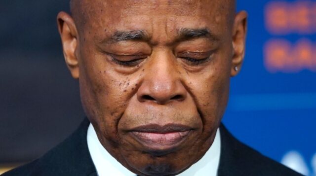New York City Mayor Eric Adams speaks at a press conference at City Hall in February 2025