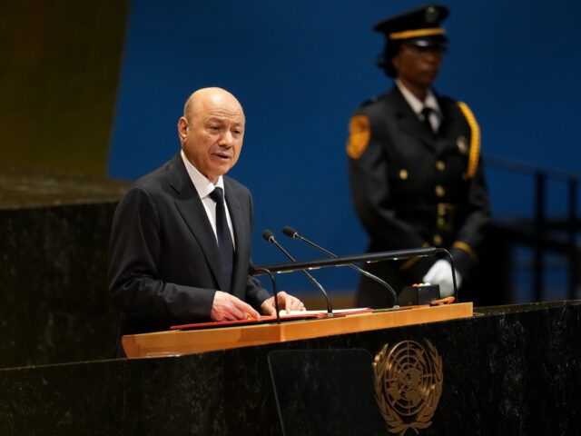 Rashad Muhammad Al-Alimi, chairman of Yemen’s Presidential Leadership Council, during th