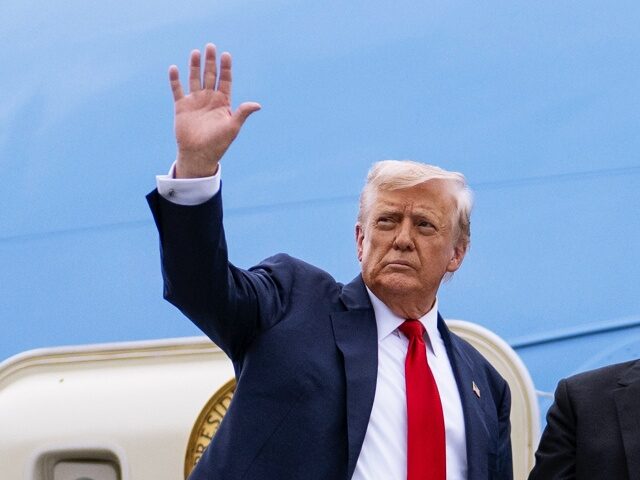 President Donald Trump and U.K. Prime Minister Keir Starmer board Air Force One at Glasgow