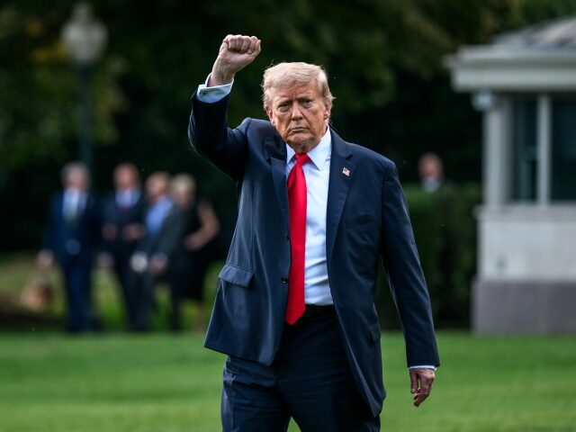 President Donald Trump boards Marine One on the South Lawn of the White House en route to