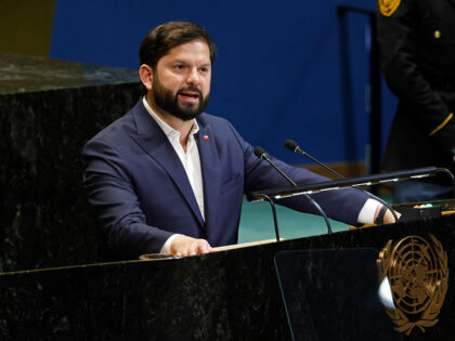 NEW YORK, NEW YORK - SEPTEMBER 23: President of Chile Gabriel Boric speaks during the 80th