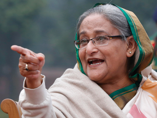 Bangladesh's Prime Minister Sheikh Hasina speaks during a press conference in Dhaka,