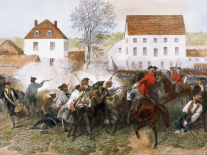 Engraving of the Battle of Lexington After Alonzo Chappel American colonists and British s