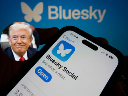 Bluesky on Social Phone , Inset- Trump