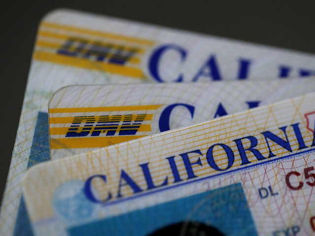 In this photo illustration, the California Department of Motor Vehicles (DMV) logo appears