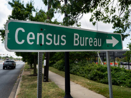A sign for the US Census Bureau headquarters, which is housed at the Suitland Federal Cent