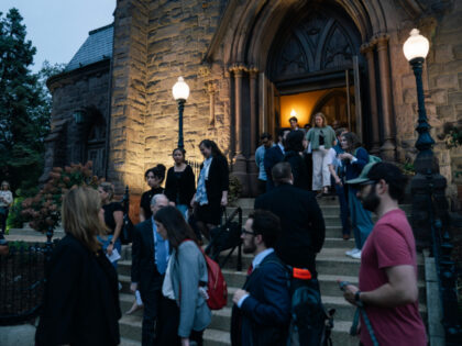 September 10: Vigil goers exit Charlie Kirk's service at St.Joseph's on Capitol
