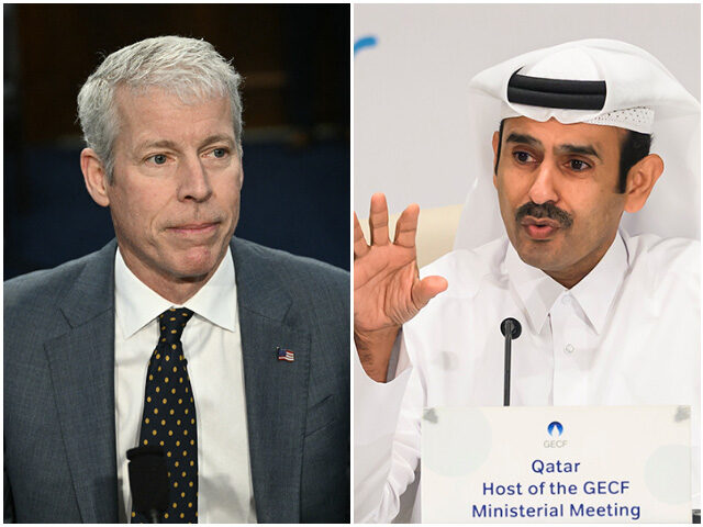 Chris Wright, Saad Sherida Al Kaabi US Energy Secretary Chris Wrightlooks on during an "Energy and Water Development and