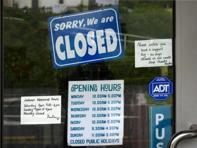 Closed Business During Shutdown A business is seen closed after workers were told to stay home during a rare Red Wind Warn