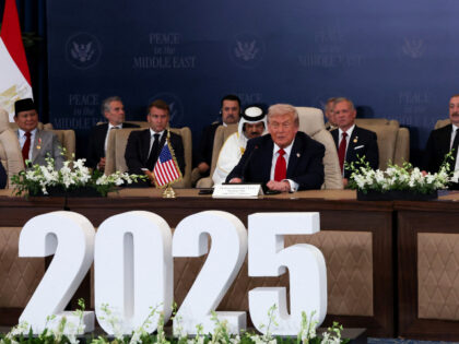 U.S. President Donald Trump attends world leaders' summit on ending the Gaza war on O