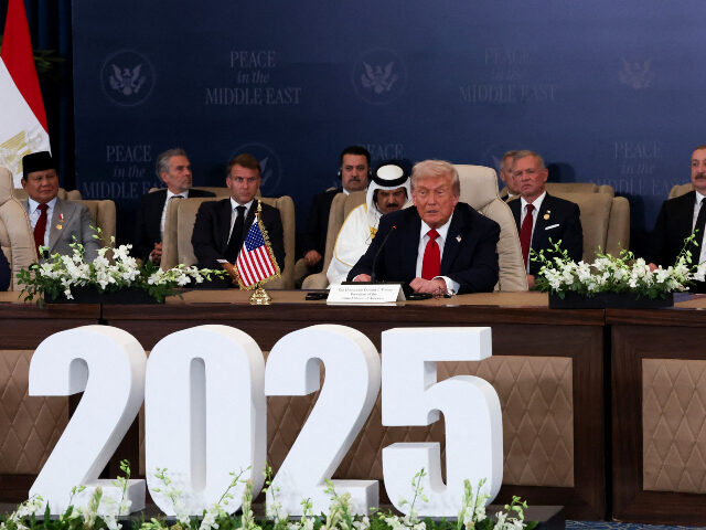 U.S. President Donald Trump attends world leaders' summit on ending the Gaza war on O