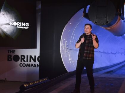 Elon Musk at his Las Vegas tunnel