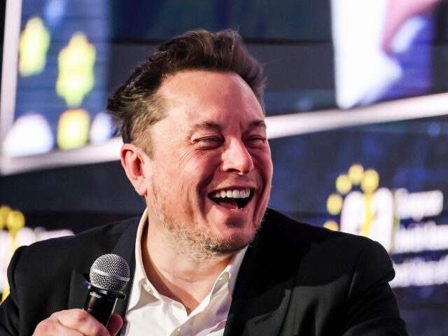 Elon Musk laughing at the left