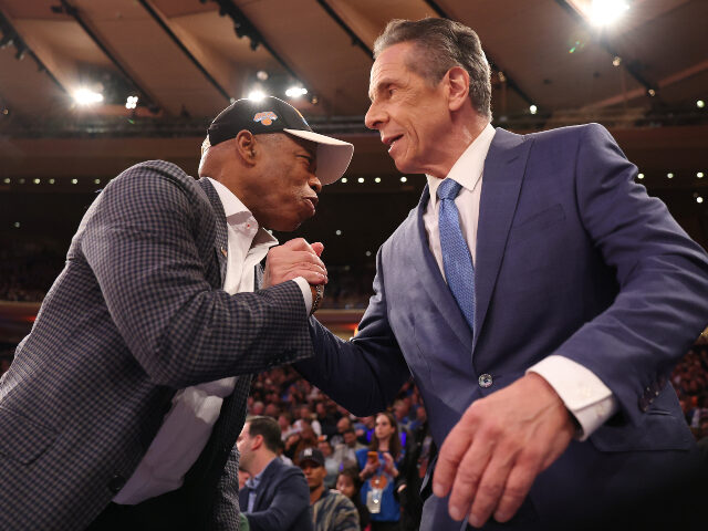 Eric Adams and Andew Cuomo New York Mayor Eric Adams greets Independent candidate former New York Gov. Andrew Cuomo a