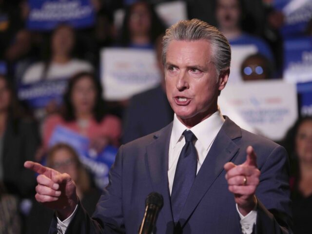 California Gov. Gavin Newsom speaks during a rally to push for a redistricting measure on