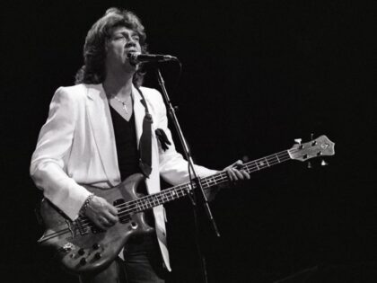 John Lodge of the Moody Blues performs on stage at Ahoy on 9th November 1979 in Rotterdam,