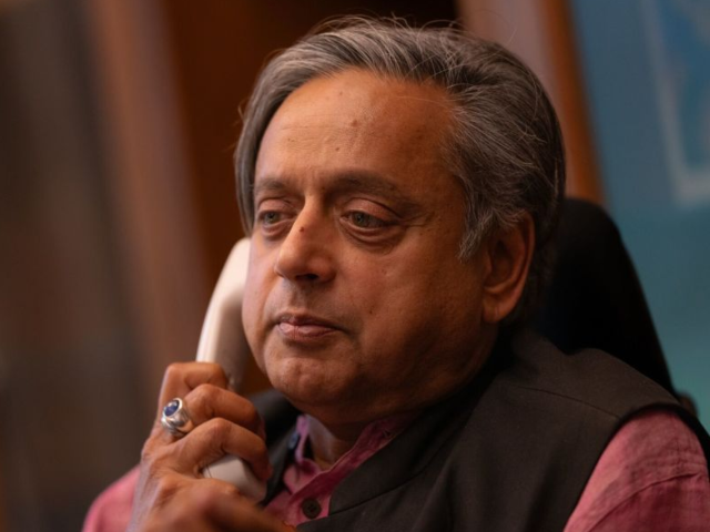 GettyImages-2159966888 Shashi Tharoor, a senior member of the Indian National Congress, during an interview in Ne