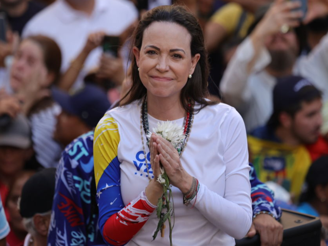 09 January 2025, Venezuela, Caracas: Venezuelan opposition leader Maria Corina Machado is