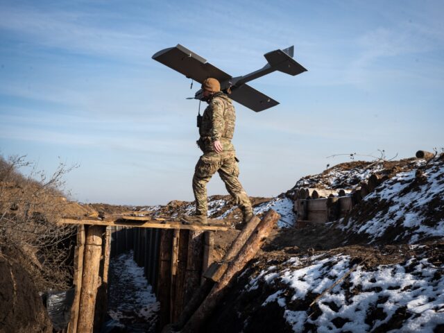 BOROVA, UKRAINE - FEBRUARY 12: Drone operators of 3rd Assault Brigade are seen working at