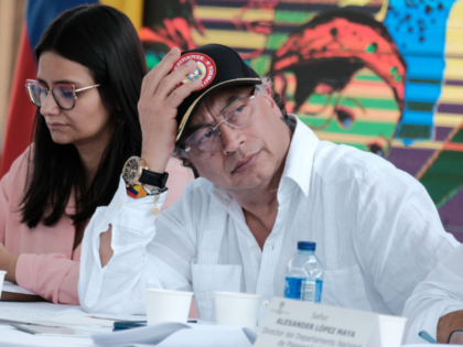 Gustavo Petro, Colombia's president, at the Catatumbo Social Pact in Tibu, Norte de Santan