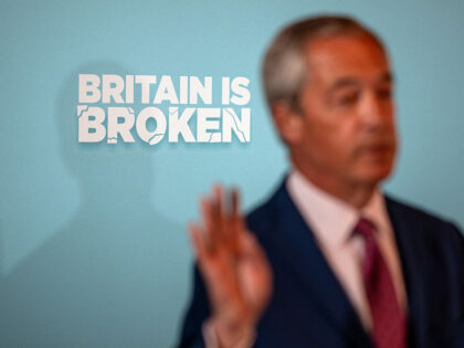 DOVER, ENGLAND - APRIL 24: Reform UK leader, Nigel Farage, speaks at a party press confere