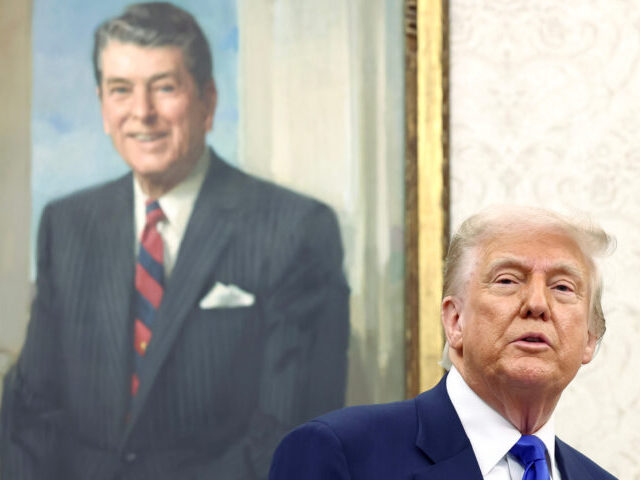 US President Donald Trump in the Oval Office of the White House in Washington, DC, US, on