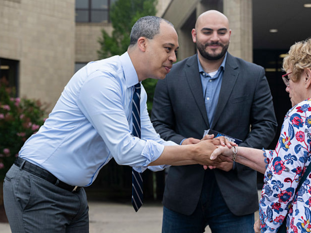 GettyImages-2219986828 CLIFTON, VA - JUNE 17: Virginia Attorney General Democratic candidate Jay Jones greets a v