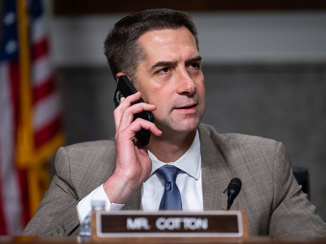 GettyImages-2221504379 UNITED STATES - JUNE 26: Sen. Tom Cotton, R-Ark., attends a Senate Armed Services Committe