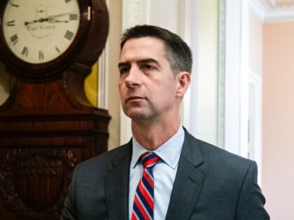WASHINGTON, DC - JUNE 28: U.S. Sen. Tom Cotton (R-AK) departs a meeting with Senate Republ