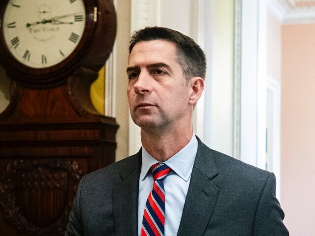 Republican Lawmakers Work To Pass Trump's "One, Big, Beautiful Bill" On Capitol Hill WASHINGTON, DC - JUNE 28: U.S. Sen. Tom Cotton (R-AK) departs a meeting with Senate Republ