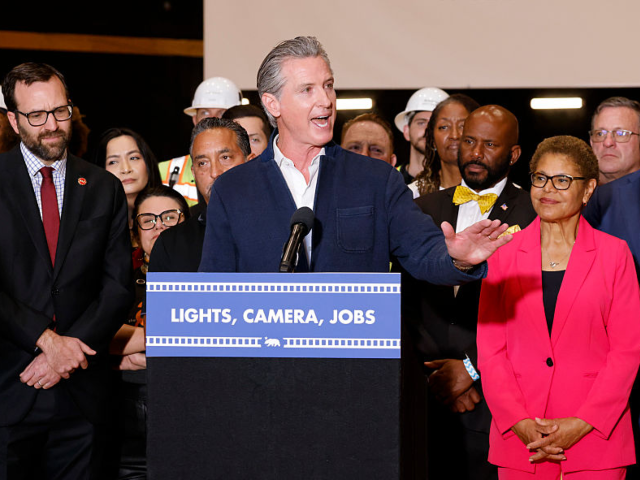 Burbank, CA - July 02: California Governor Gavin Newsom speaks a press conference to unvei