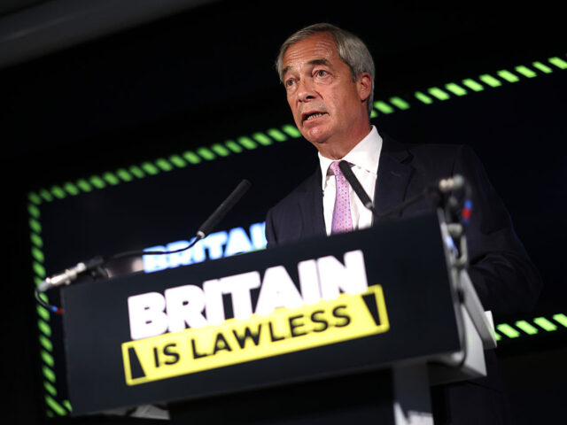 LONDON, ENGLAND - JULY 28: Leader of Reform Nigel Farage speaks during a press conference