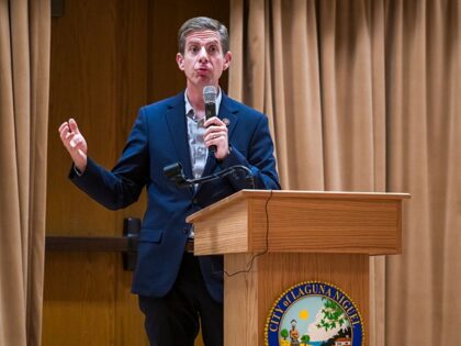 LAGUNA NIGUEL, CA - AUGUST 21: Rep. Mike Levin (CA-49) holds a town hall meeting with cons