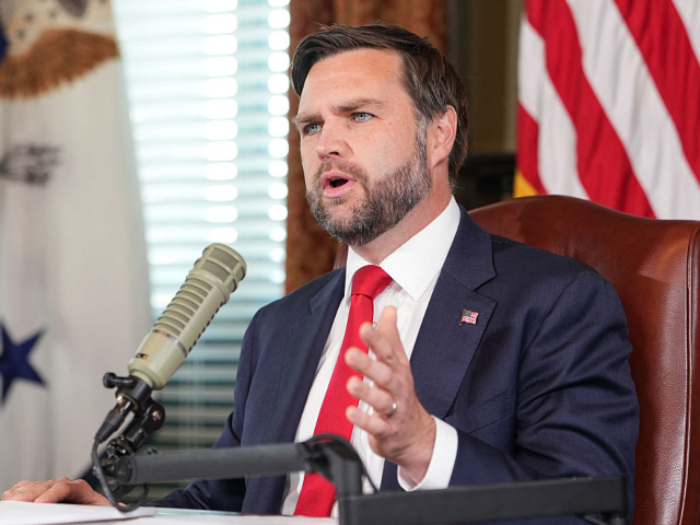 US Vice President JD Vance hosts an episode of the Charlie Kirk Show in the Eisenhower Exe