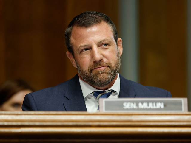 WASHINGTON, DC - SEPTEMBER 17: U.S. Sen. Markwayne Mullin (R-OK) speaks during a the Senat