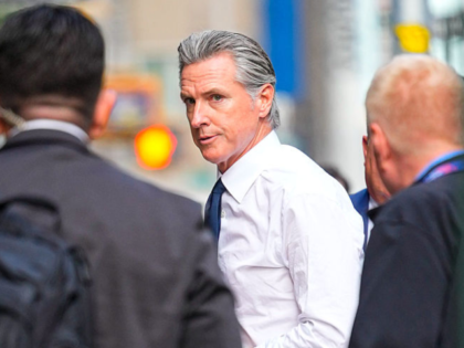 NEW YORK, NY - SEPTEMBER 23: Gavin Newsom is seen on September 23, 2025 in New York City.