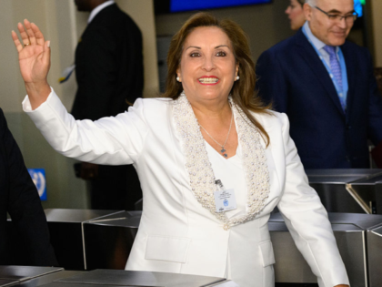 NEW YORK, NEW YORK - SEPTEMBER 23: President of Peru Dina Boluarte arrives for the 80th se
