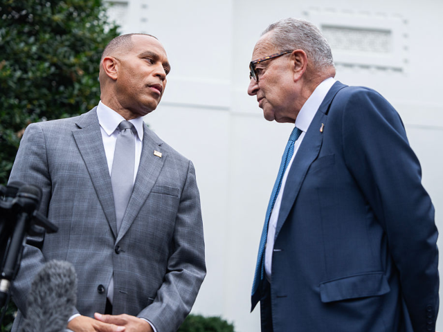 GettyImages-2237798674 UNITED STATES - SEPTEMBER 29: Senate Minority Leader Charles Schumer, D-N.Y., right, and H