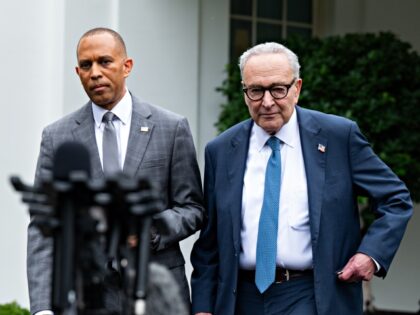 Representative Hakeem Jeffries, a Democrat from New York, left, and Senate Minority Leader