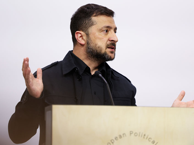 GettyImages-2238366194 Volodymyr Zelenskiy, Ukraine's president, during a news conference at the European Politic
