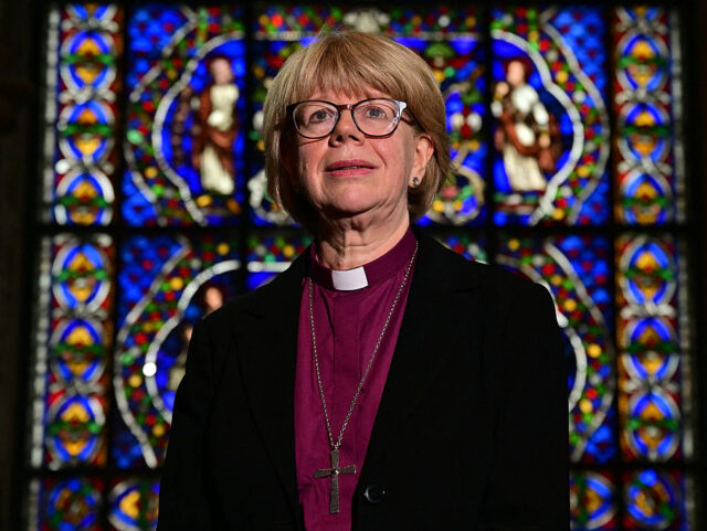 TOPSHOT - Britain's new Archbishop of Canterbury-designate, Sarah Mullally, poses for