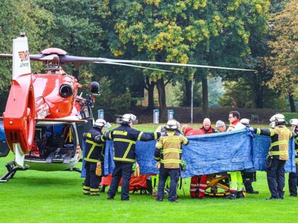 dpatop - 07 October 2025, North Rhine-Westphalia, Herdecke: Emergency services stand next
