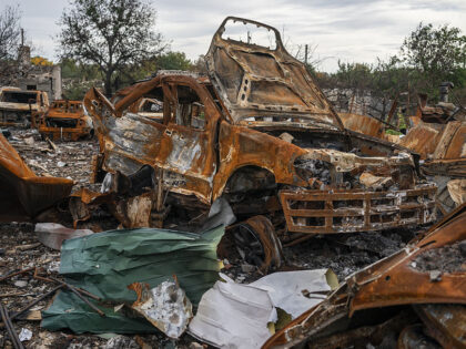 DRUZHKIVKA, UKRAINE - OCTOBER 08: A general view of damaged areas after the Russian airstr