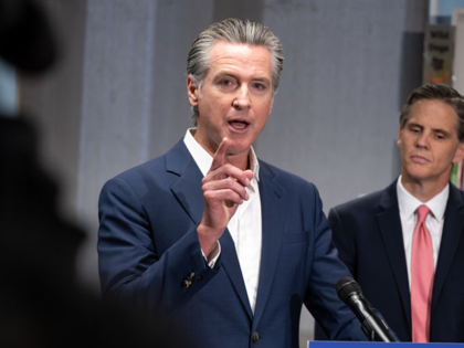 Los Angeles, CA - October 09:CA Governor Gavin Newsom speaks to the media during a signing