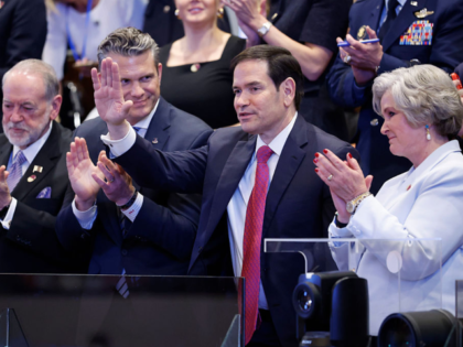 JERUSALEM - OCTOBER 13: Pete Hegseth, US Secretary of War, and Marco Rubio, US Secretary o