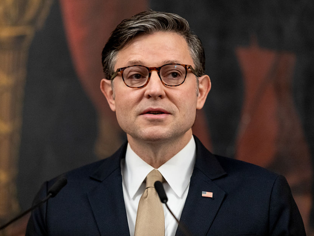 GettyImages-2240448626 US House Speaker Mike Johnson, a Republican from Louisiana, during a news conference at th