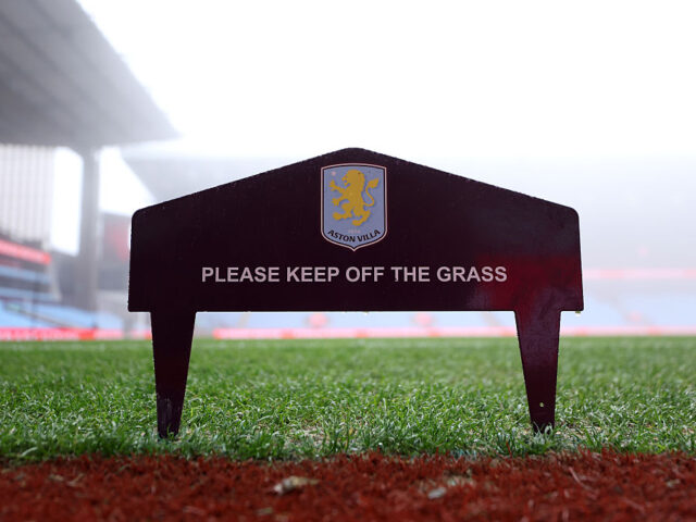 Aston Villa v Leicester City - Barclays Women's Super League BIRMINGHAM, ENGLAND - OCTOBER 12: A 'Please keep off the grass' sign is pictured